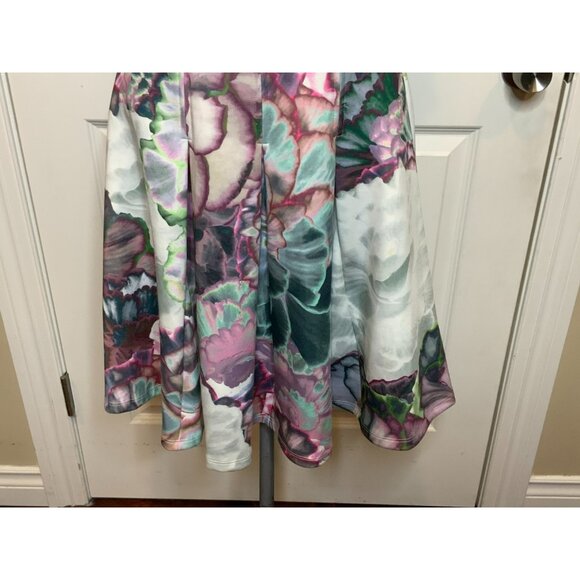 Ted Baker Green Pink Floral Fit & Flare Cap Sleeve Mah Dress, Size 2 TB | 6 US - Picture 5 of 11